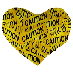 Caution Road Sign Cross Yellow Large 19  Premium Heart Shape Cushions by anzea