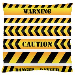 Caution Road Sign Warning Cross Danger Yellow Chevron Line Black Large Premium Plush Fleece Cushion Case (two Sides) by anzea
