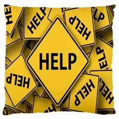 Caution Road Sign Help Cross Yellow Large Premium Plush Fleece Cushion Case (two Sides) by anzea