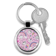 Beautiful Cute Animals Pattern Pink Key Chain (round) by Grandong