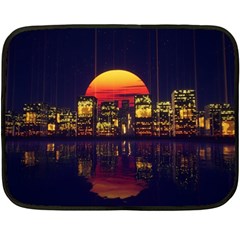 Abstract City Retro Sunset Night Two Sides Fleece Blanket (mini) by Bedest