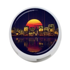 Abstract City Retro Sunset Night 4-port Usb Hub (one Side) by Bedest