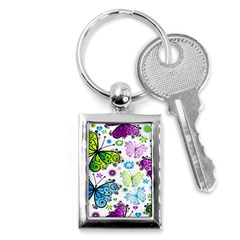 Butterflies, Abstract, Background, Colorful Key Chain (rectangle) by kyorashop23