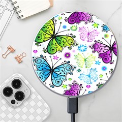 Butterflies, Abstract, Background, Colorful Wireless Fast Charger(white) by kyorashop23
