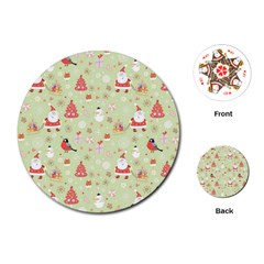 Christmas Pattern, Christmas Tree, Santa Playing Cards Single Design (round) by kyorashop23