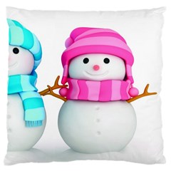 Two Snowmen, Standard Premium Plush Fleece Cushion Case (one Side) by kyorashop23