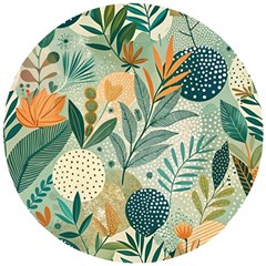 Leaves Pattern Flora Wooden Puzzle Round by Salmanaz77