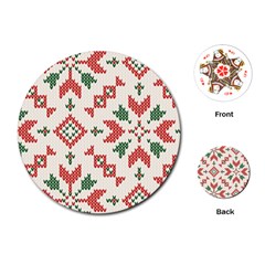 Christmas Texture, New Year, Red-green Christmas Ornament Texture Playing Cards Single Design (round) by kyorashop23