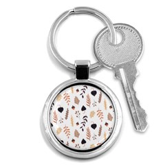 Autumn Seamless Leaves Pattern  Key Chain (round) by Safari