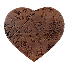 Line Floral Art Pattern Ornament Heart Wood Jewelry Box by Grandong