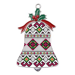 Ukrainian Folk Seamless Pattern Ethnic Ornament Border Element Traditional Metal Holly Leaf Bell Ornament by Grandong