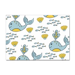 Whale Cartoon Whale Seamless Cartoon Character Animals Leaf Sticker A4 (10 Pack) by Grandong