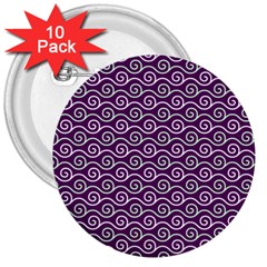 Violet White Pattern 3  Buttons (10 Pack)  by ytdream