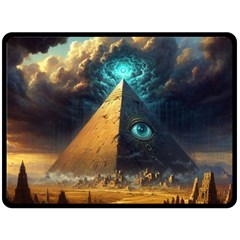 Mystic Blue Pyramid Art Two Sides Fleece Blanket (large) by ExtraAwesomeSauce