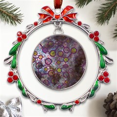 Abstract Molecular Space Art Metal X mas Wreath Ribbon Ornament by ExtraAwesomeSauce
