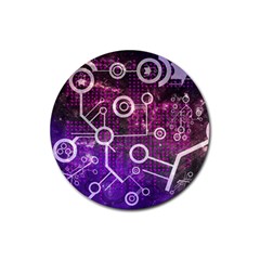 Cosmic Network Geometric Art Rubber Coaster (round) by ExtraAwesomeSauce