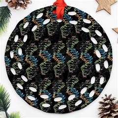 Multicolored Dna Strand Art Round Filigree Ornament (two Sides) by ExtraAwesomeSauce