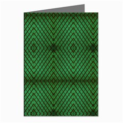 Green Diamond Grid Pattern Greeting Cards (pkg Of 8) by ExtraAwesomeSauce