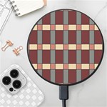Modern Art Geometric Pattern in Red Hues Wireless Fast Charger(Black) Front