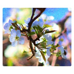 Springtime Pear Tree Blossoms Premium Plush Fleece Blanket (small) by ExtraAwesomeSauce