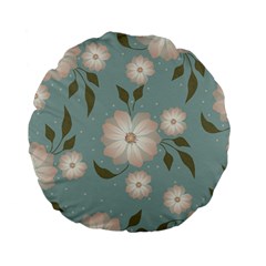 Flora Floral Flower Flowers Pattern Standard 15  Premium Flano Round Cushions by Apenda