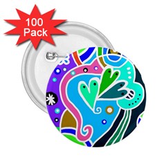 Crazy Pop Art - Doodle Hearts  2 25  Buttons (100 Pack)  by ConteMonfrey