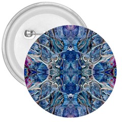 Blue Pour Blend  3  Buttons by kaleidomarblingart