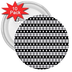 Black And White Circles Pattern 3  Buttons (10 Pack)  by ytdream