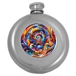Dynamic Color Vortex Round Hip Flask (5 oz) Front