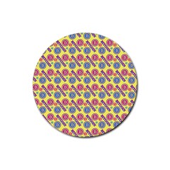 Colorful Bitcoin Pattern Rubber Round Coaster (4 Pack) by ExtraAwesomeSauce