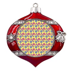 Colorful Bitcoin Pattern Metal Snowflake And Bell Red Ornament by ExtraAwesomeSauce