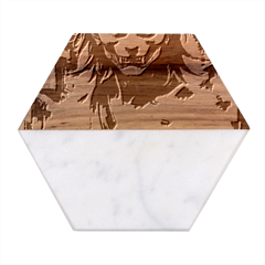 Demon Samurai Marble Wood Coaster (hexagon)  by AwesomeSauce