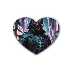 Cyberpunk Demon Samurai Rubber Heart Coaster (4 Pack) by AwesomeSauce