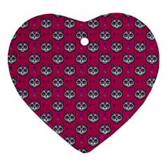 Calavera Cat Art Pattern Ornament (heart) by ExtraAwesomeSauce