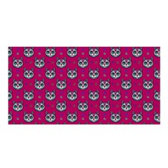 Calavera Cat Art Pattern Satin Shawl 45  X 80  by ExtraAwesomeSauce
