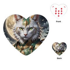 Epic Armored Cat Warrior Playing Cards Single Design (heart) by ExtraAwesomeSauce