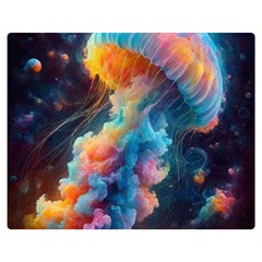 Cosmic Jellyfish Artwork Premium Plush Fleece Blanket (medium) by ExtraAwesomeSauce