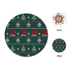 Beautiful Knitted Christmas Pattern Playing Cards Single Design (round) by Ket1n9