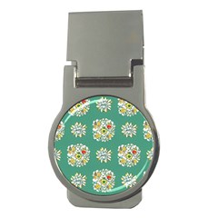 Retro 1960s Flowers Pattern 2 Money Clips (round)  by violetheavensky