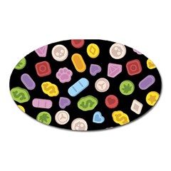 Ecstasy Pills Pattern Oval Magnet by Valentinaart