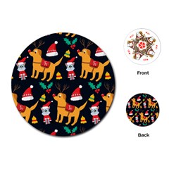 Funny Christmas Pattern Background Playing Cards Single Design (round) by Ket1n9