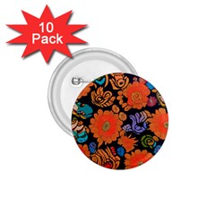 Mid Century Retro Floral 1970s 1960s Pattern 49 1 75  Buttons (10 Pack) by violetheavensky