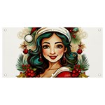 Young Woman With Santa Claus Clothes Isolated Illustration Wb Banner and Sign 4  x 2  Front