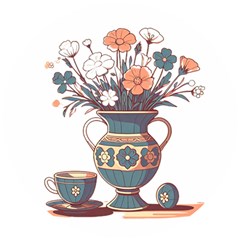 Flower Vase Nature Bloom Blossom Wooden Puzzle Round by Salmanaz77