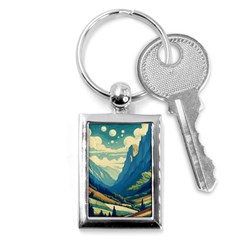 Mountains Nature Forest Landscape Key Chain (rectangle) by Salmanaz77