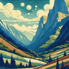 Mountains Nature Forest Landscape Play Mat (square) by Salmanaz77