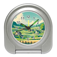 Countryside Meadow Rural Bloom Travel Alarm Clock by Salmanaz77