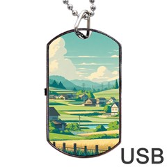 Countryside Meadow Rural Bloom Dog Tag Usb Flash (two Sides) by Salmanaz77