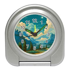Mountains Rural Countryside Sky Travel Alarm Clock by Salmanaz77