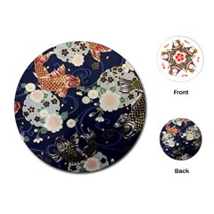 Japanese Wave Koi Illustration Pattern Playing Cards Single Design (round) by Ndabl3x